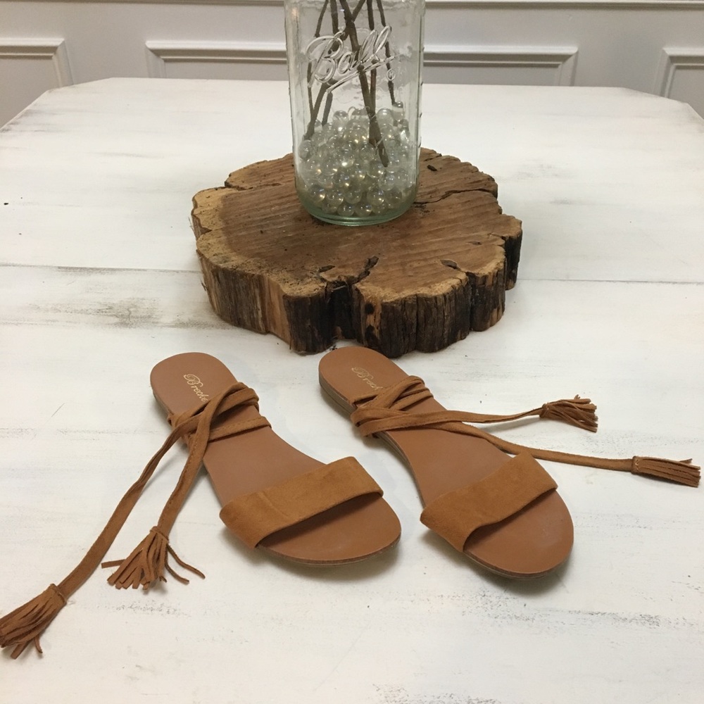 Brown Suede Lace Up Sandals